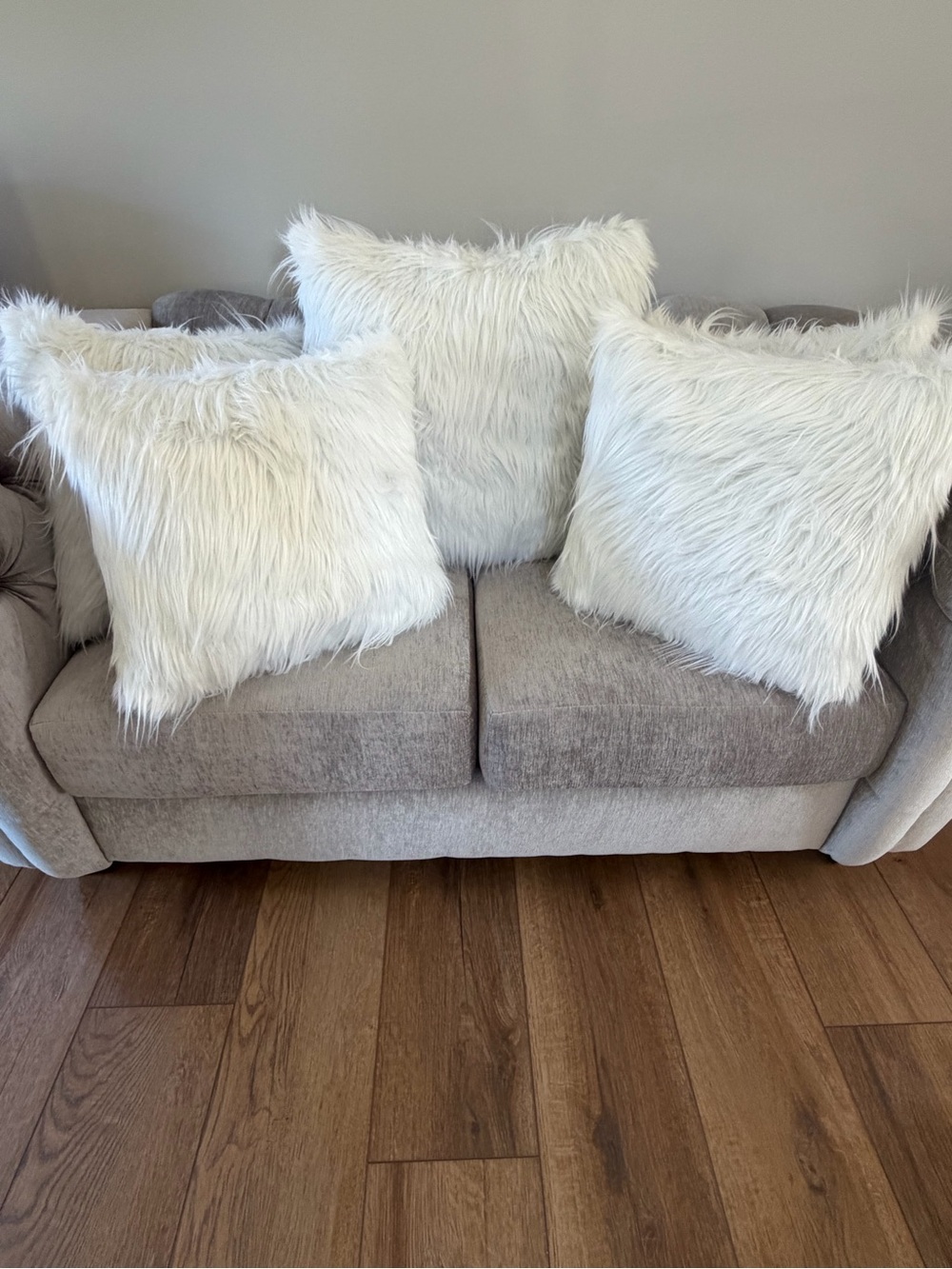White Faux Fur Throw Pillows - Set of 5